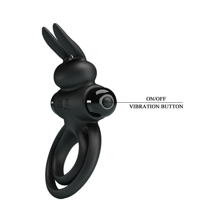 Виброкольцо Pretty Love Vibro Penis Ring Bunny III, 9,7 см (черный)