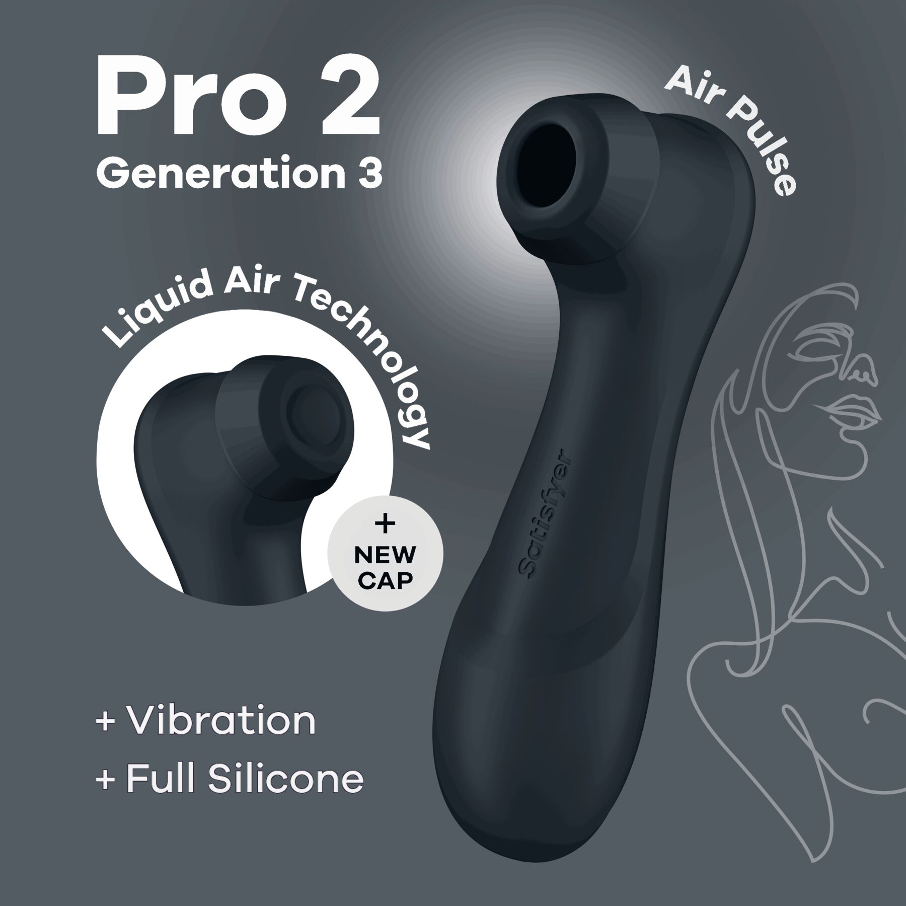 Вакуумный стимулятор клитора с вибрацией Satisfyer Pro 2 Generation 3 with Liquid Air (черный)