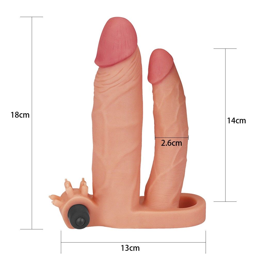 Lovetoy Pleasure X-tender - Nakładka na penisa, W kolorze cielistym, 18 cm