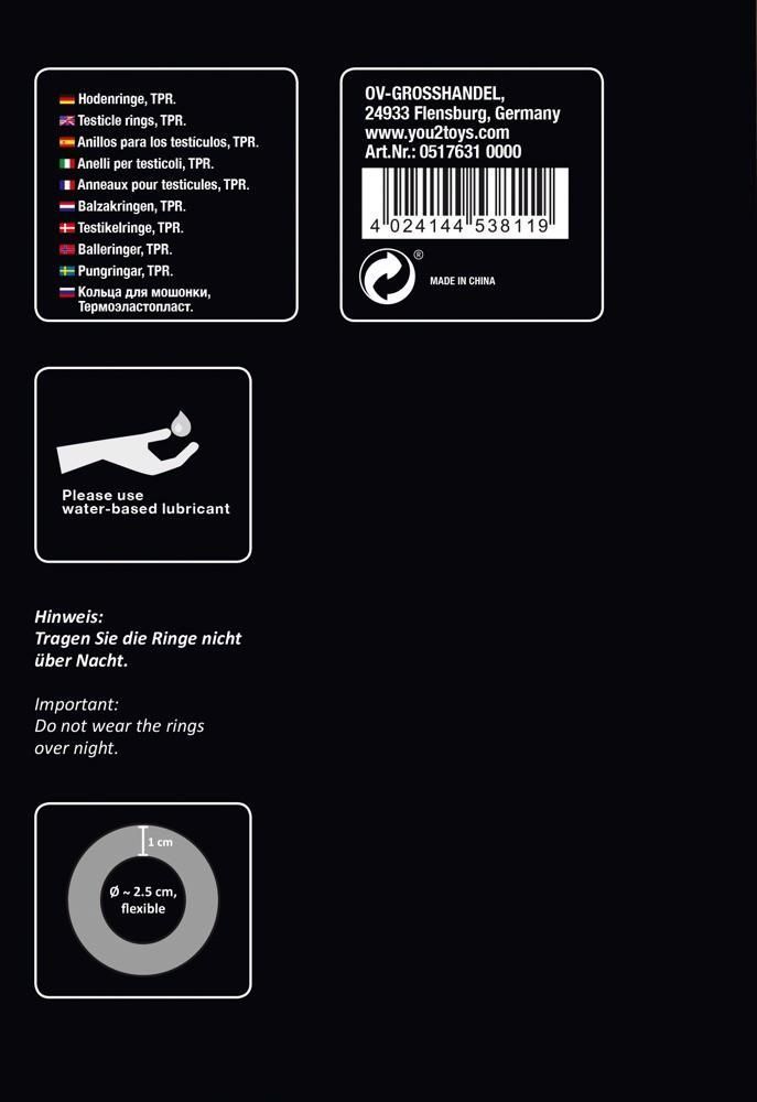 Набор эрекционных колец Ball Stretching Kit, 3 шт (черный)