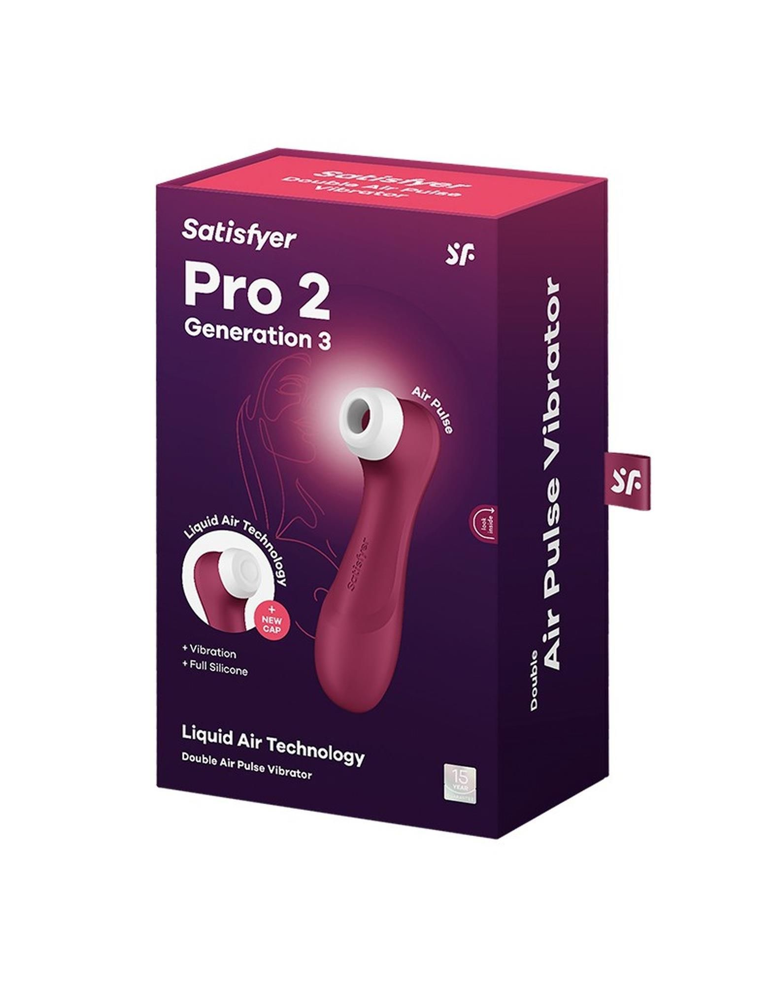 Вакуумний стимулятор клітора з вібрацією Satisfyer Pro 2 Generation 3 with Liquid Air (вишневий)