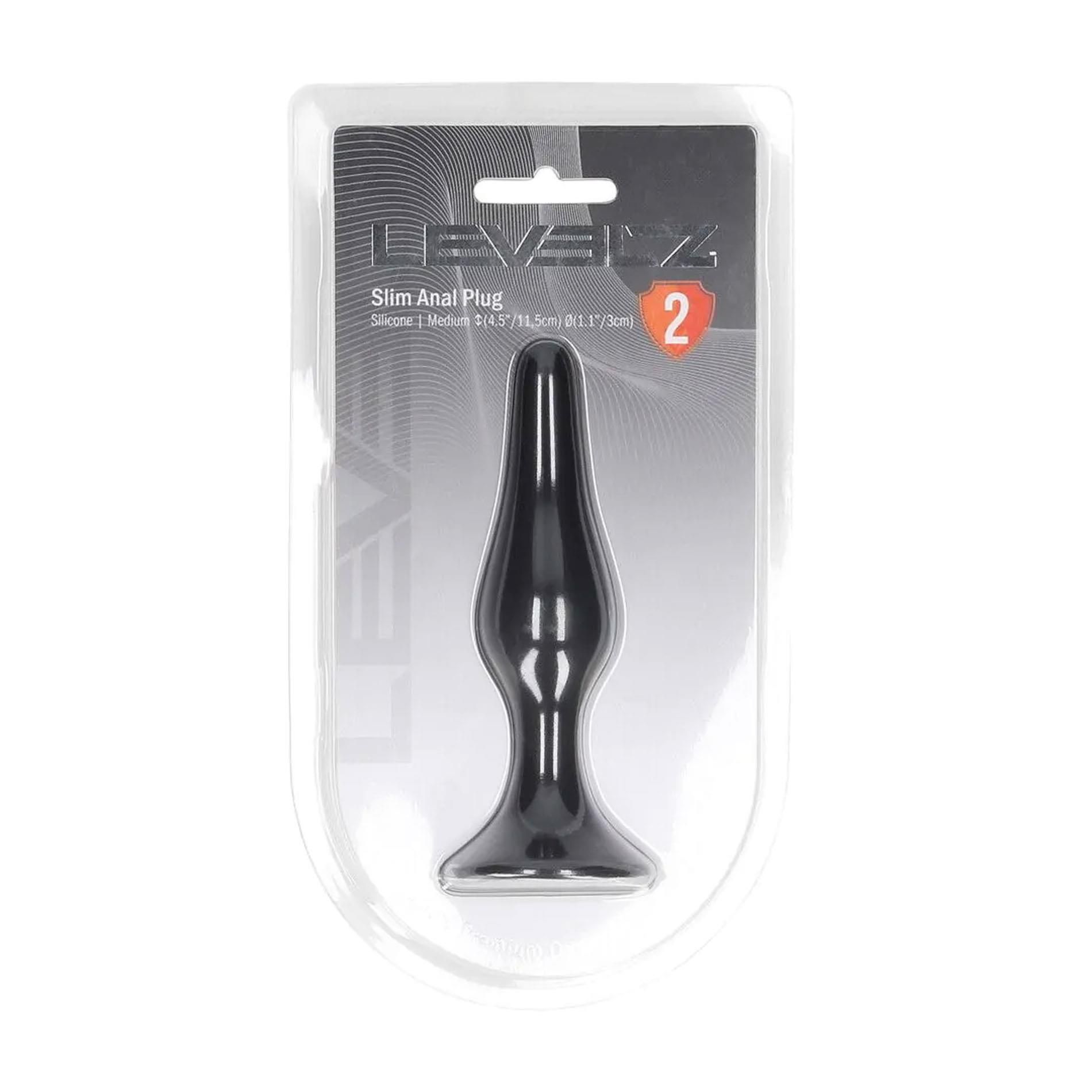 Korek analny Levelz Slim Anal Plug M, 11.5 cm (czarny)