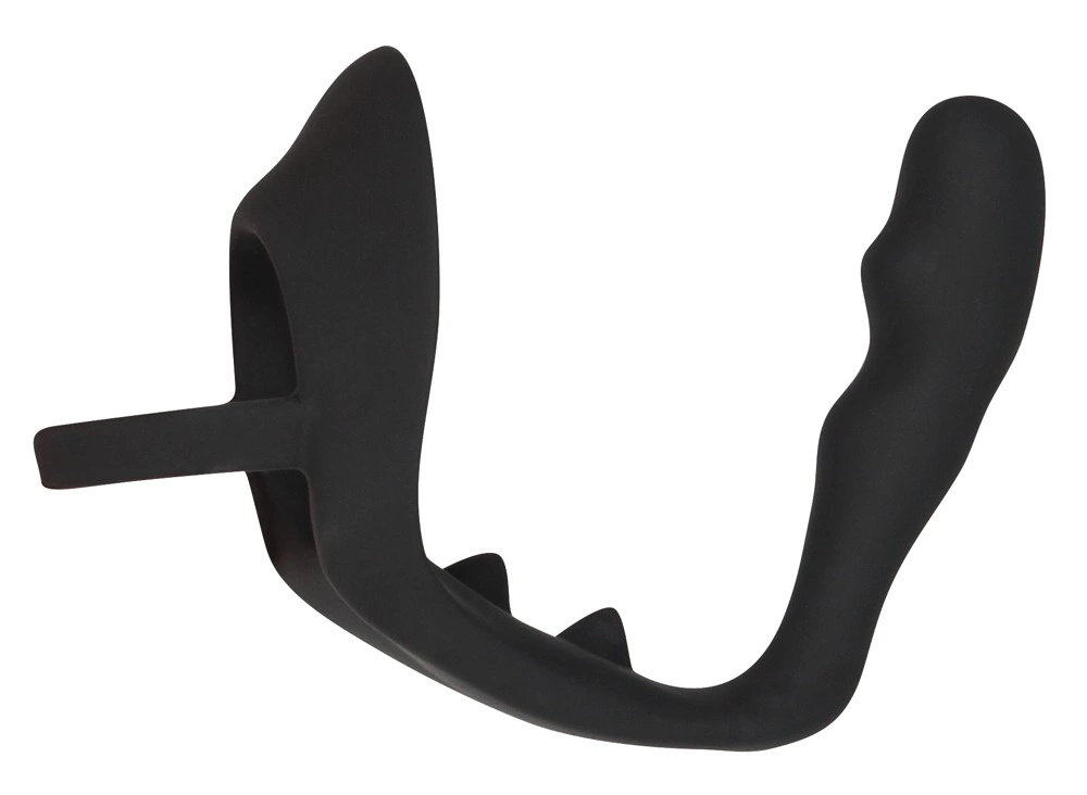 Стимулятор простаты Black Velvets Ring & Plug, 10.5 см (черный)
