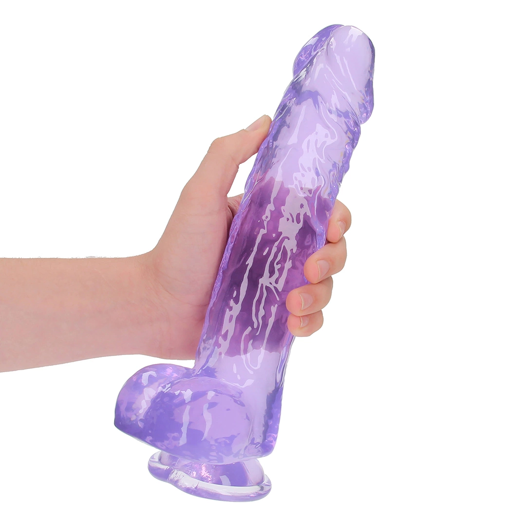 Фаллоимитатор RealRock Crystal Clear 10”, 25.4 см (фиолетовый)
