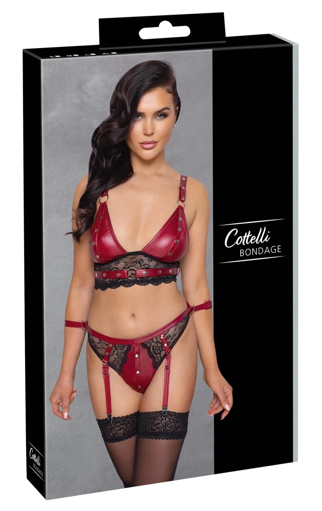 Комплект Cottelli Bra Set Bondage, L (красный)