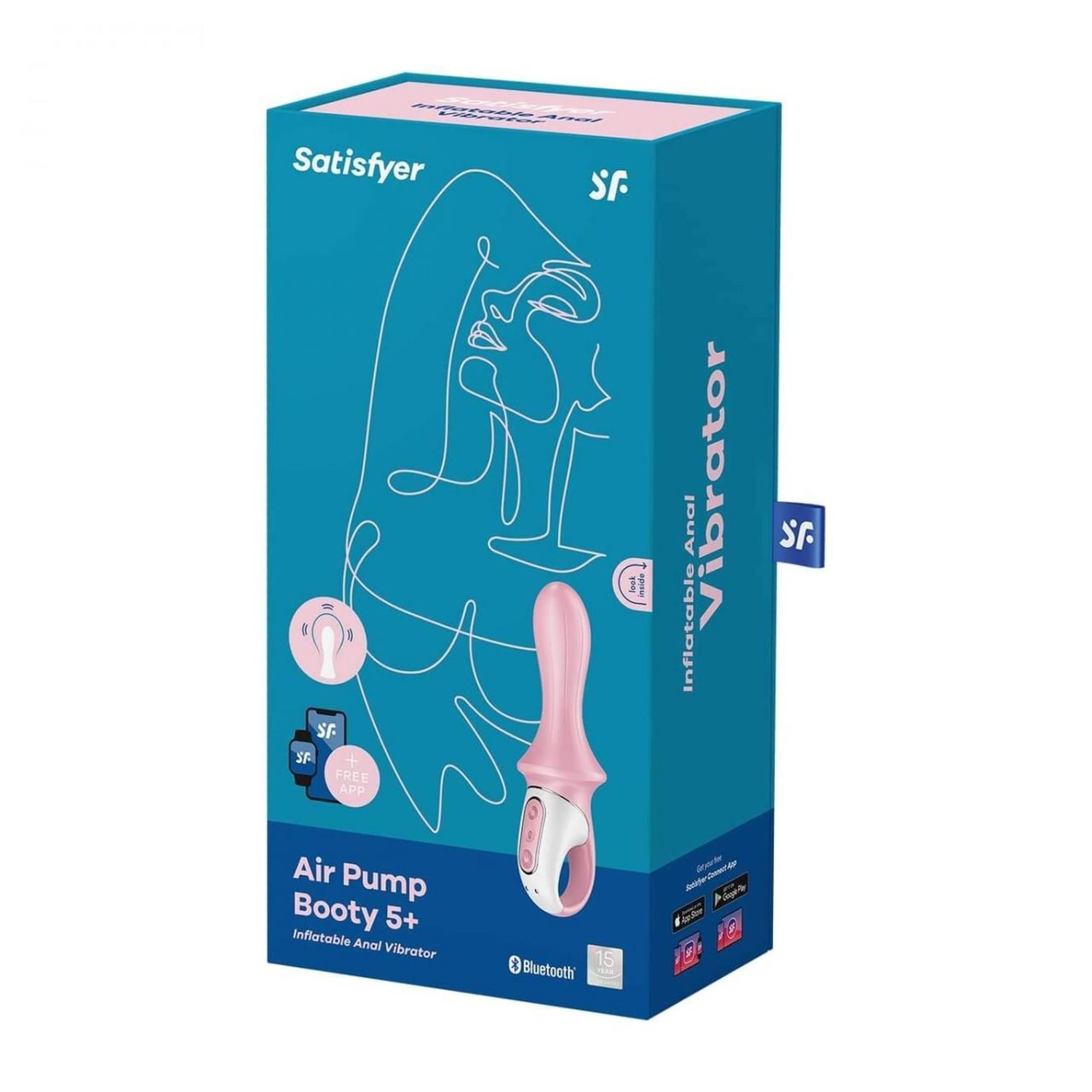 Надувной анальный вибратор Satisfyer Air Pump Booty 5+, 19 см (розовый)