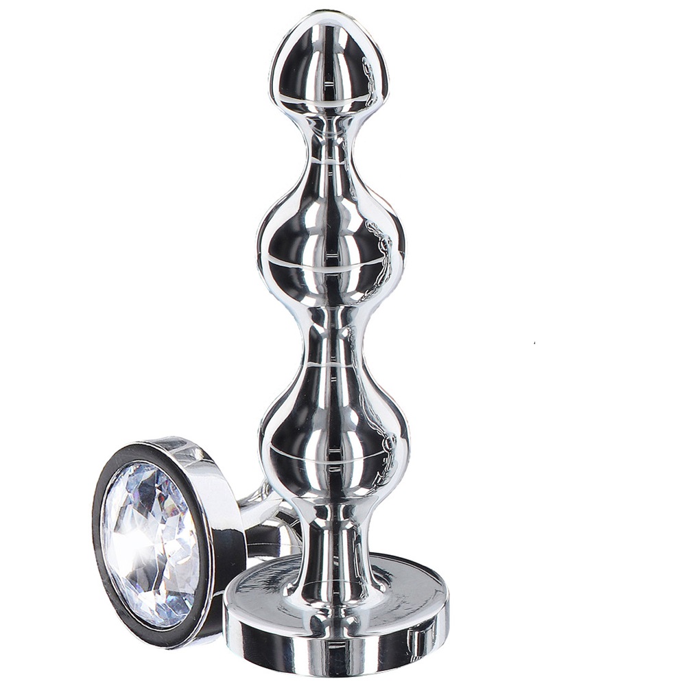 Stymulator analny Anal Play Diamond Star Beads M, 11,7 cm (srebrny)