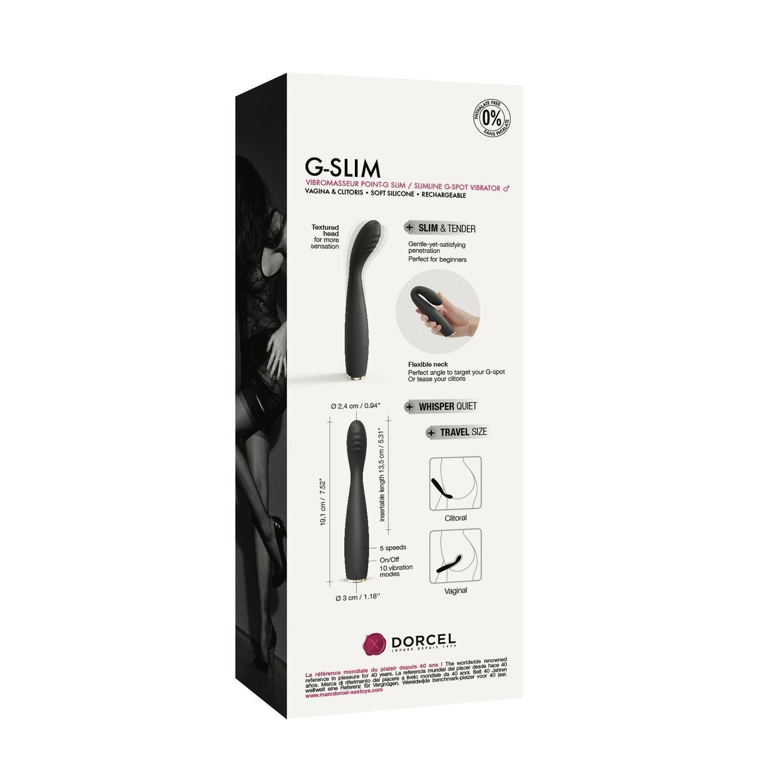 Вібратор для точки G Marc Dorcel G-SLIM, 19,1 см (чорний)