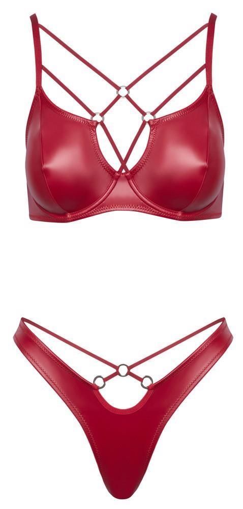 Комплект белья Cottelli Lingerie Bra Set Wetlook, 85B/L (красный)