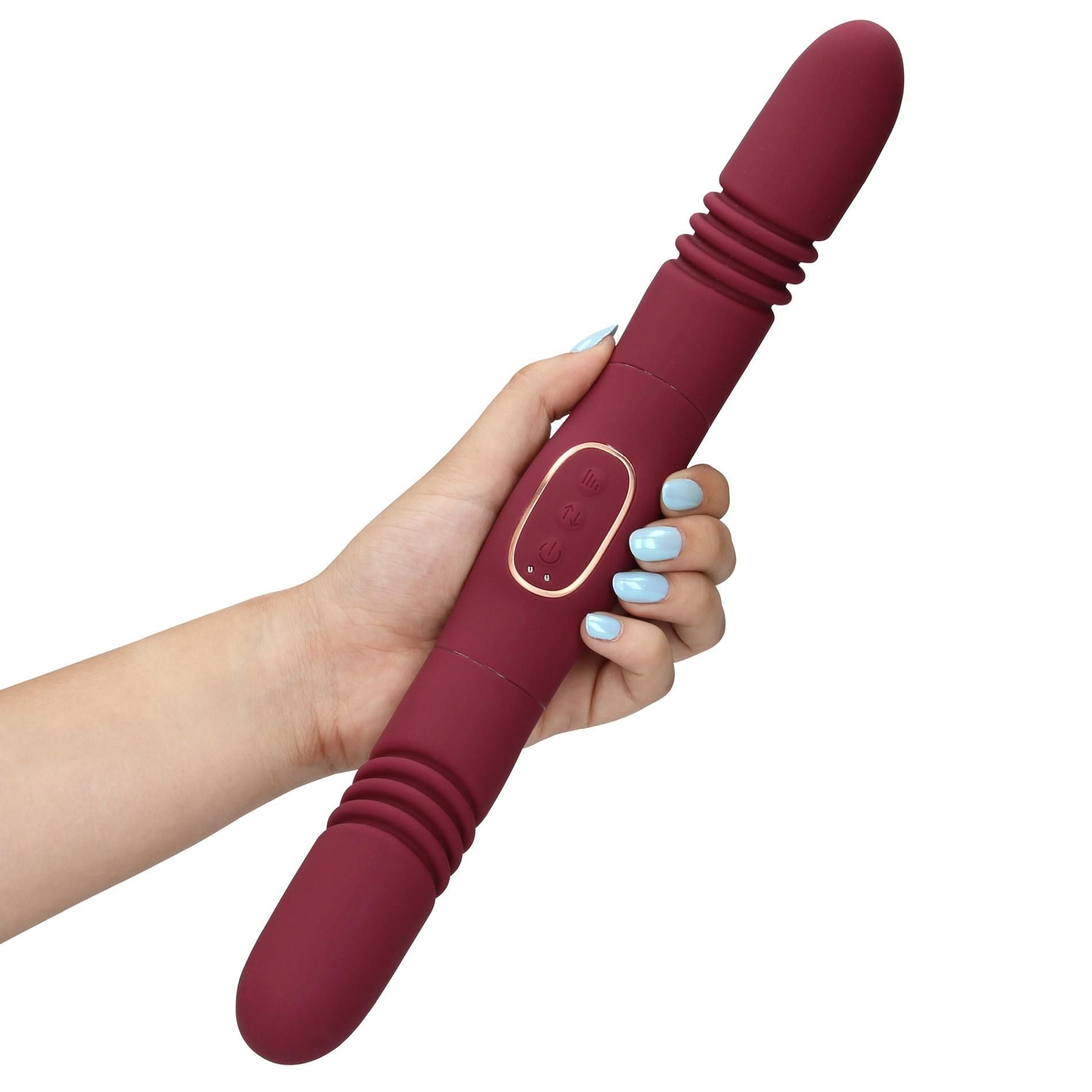 Вибратор Loveline Double-Sided Thrusting, 33 см (бордовый)
