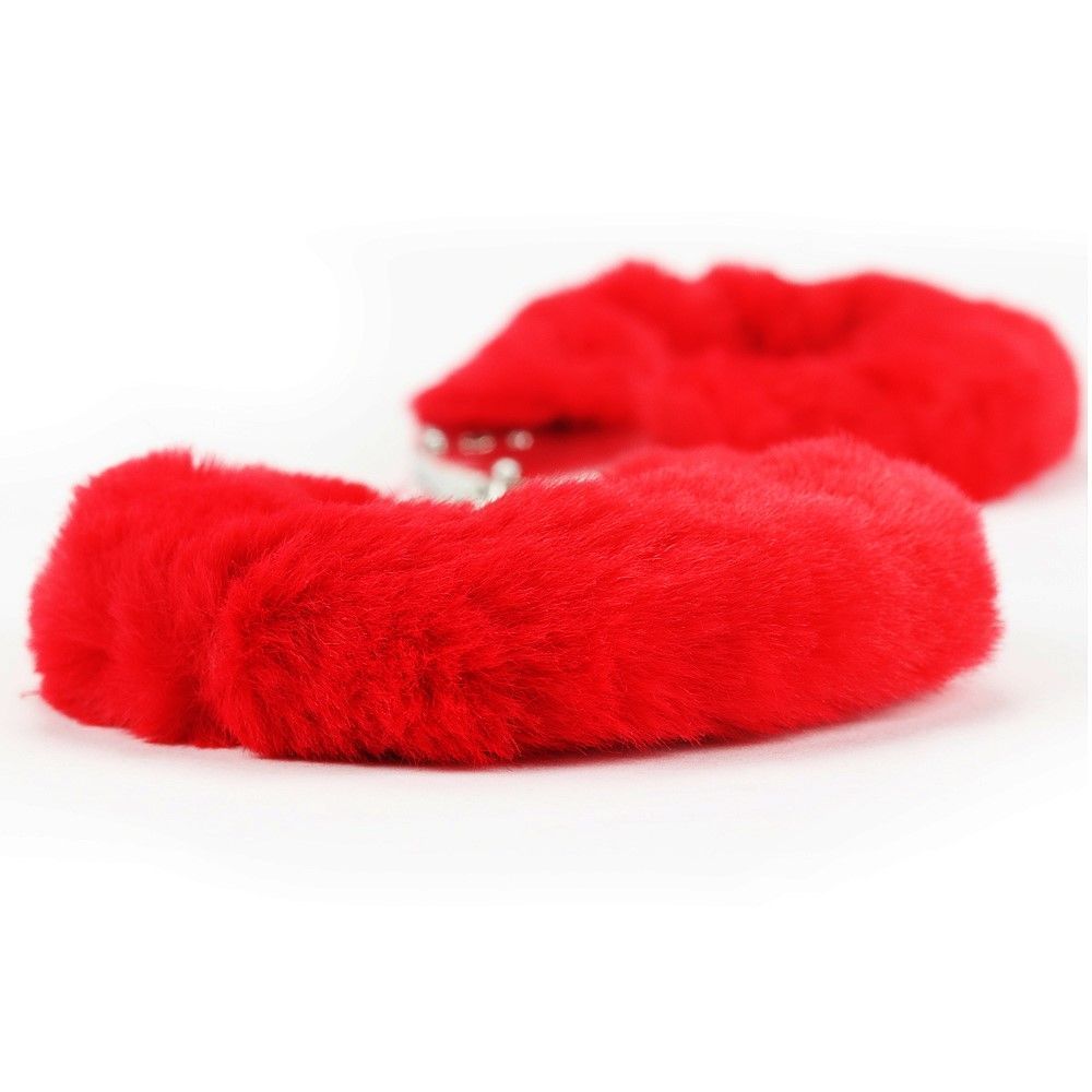 Lovetoy Fluffy Handcuffs - Kajdanki, Czerwony