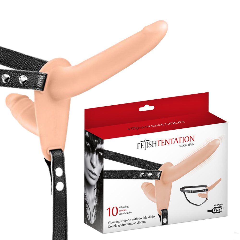 Страпон Fetish Tentation Vibrating Strap-on With, 15 см (телесный)