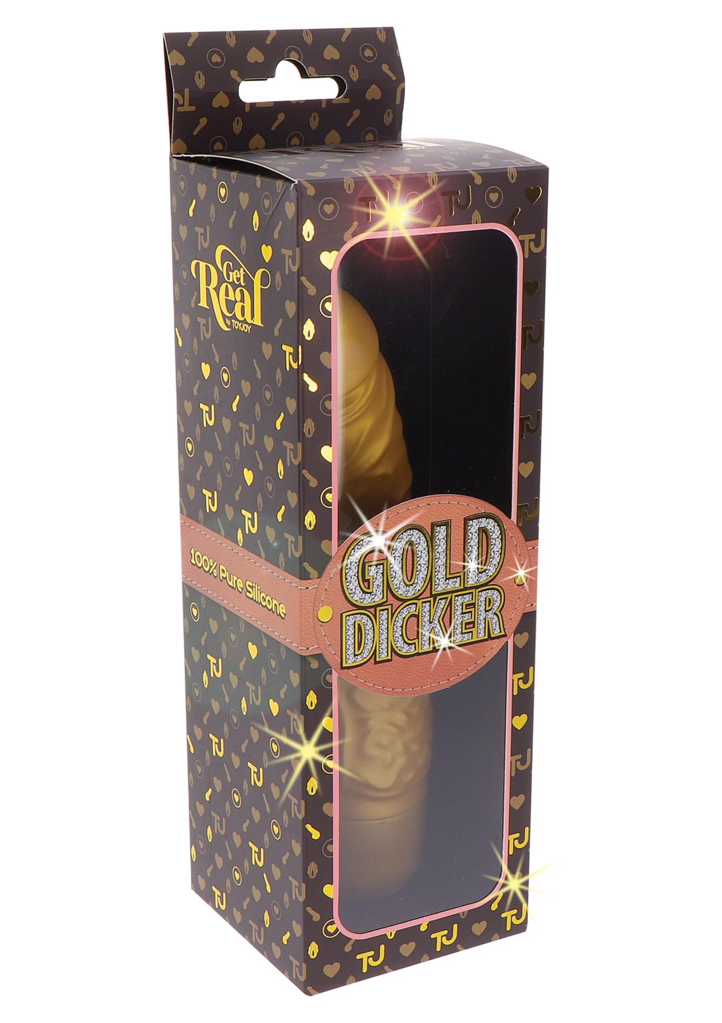 Вибратор Get Real Gold Dicker Stim, 22 см (золотой)