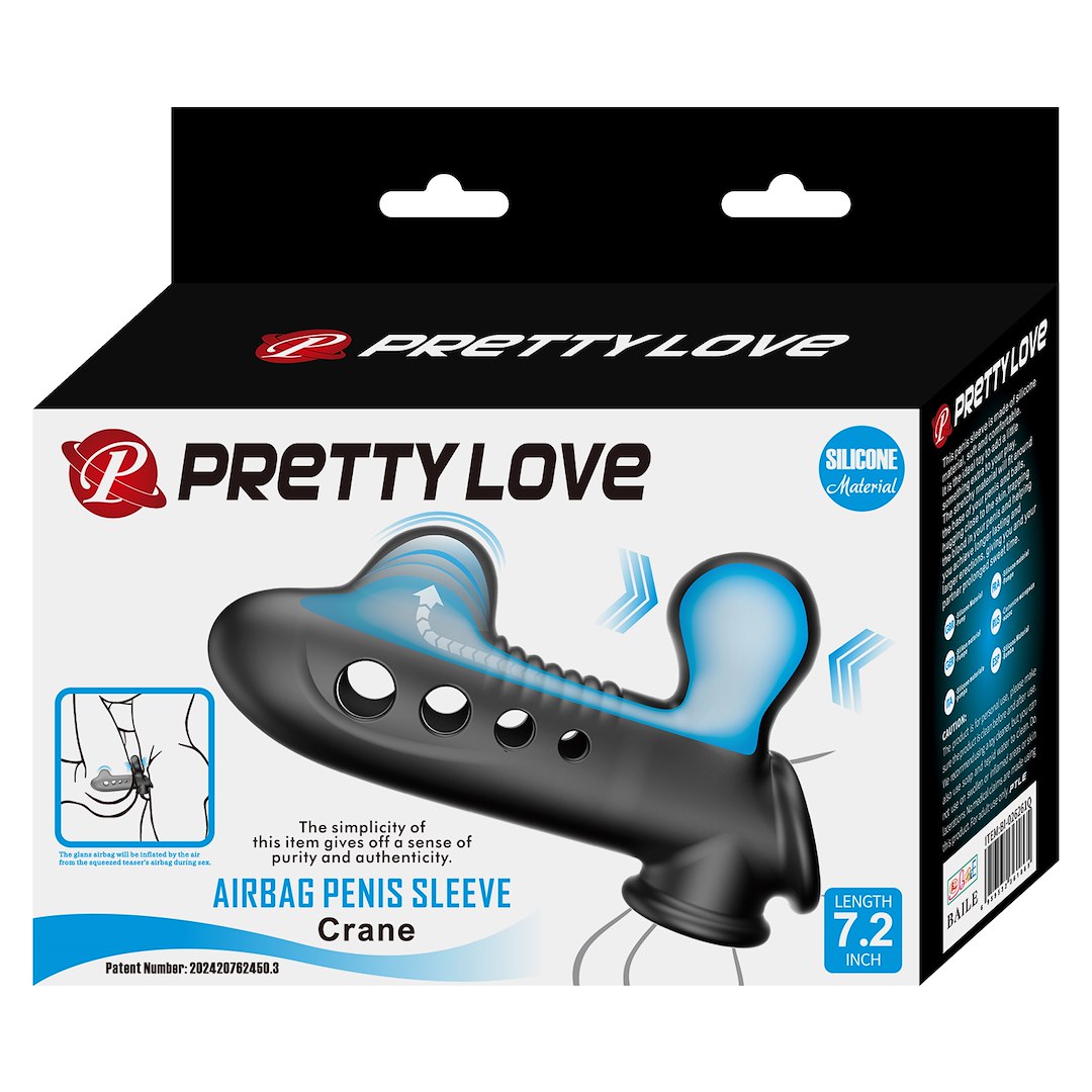 Насадка на пенис Pretty Love Crane, 18.4 см (черный)