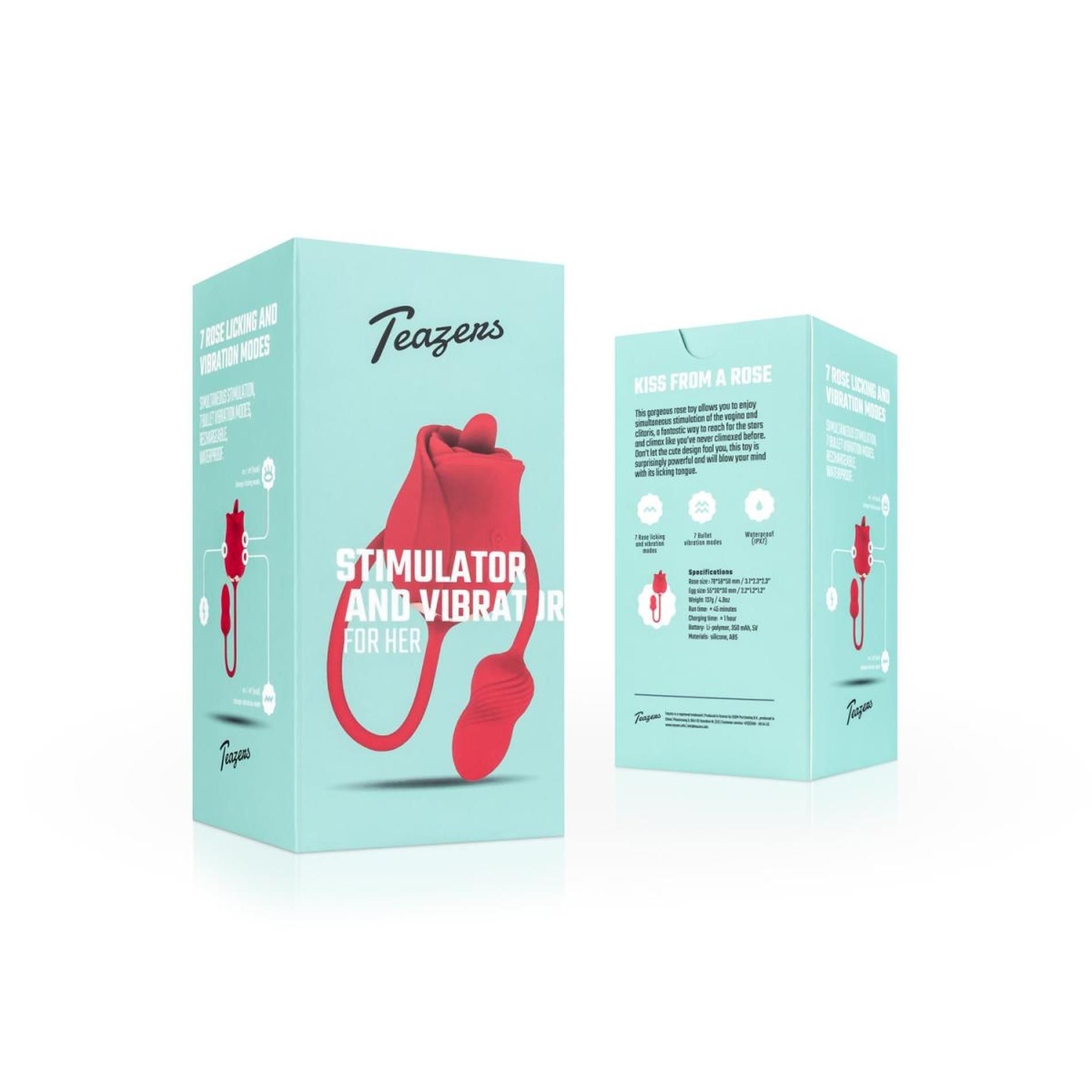 Вибратор Teazers Rose, 32 см (красный)