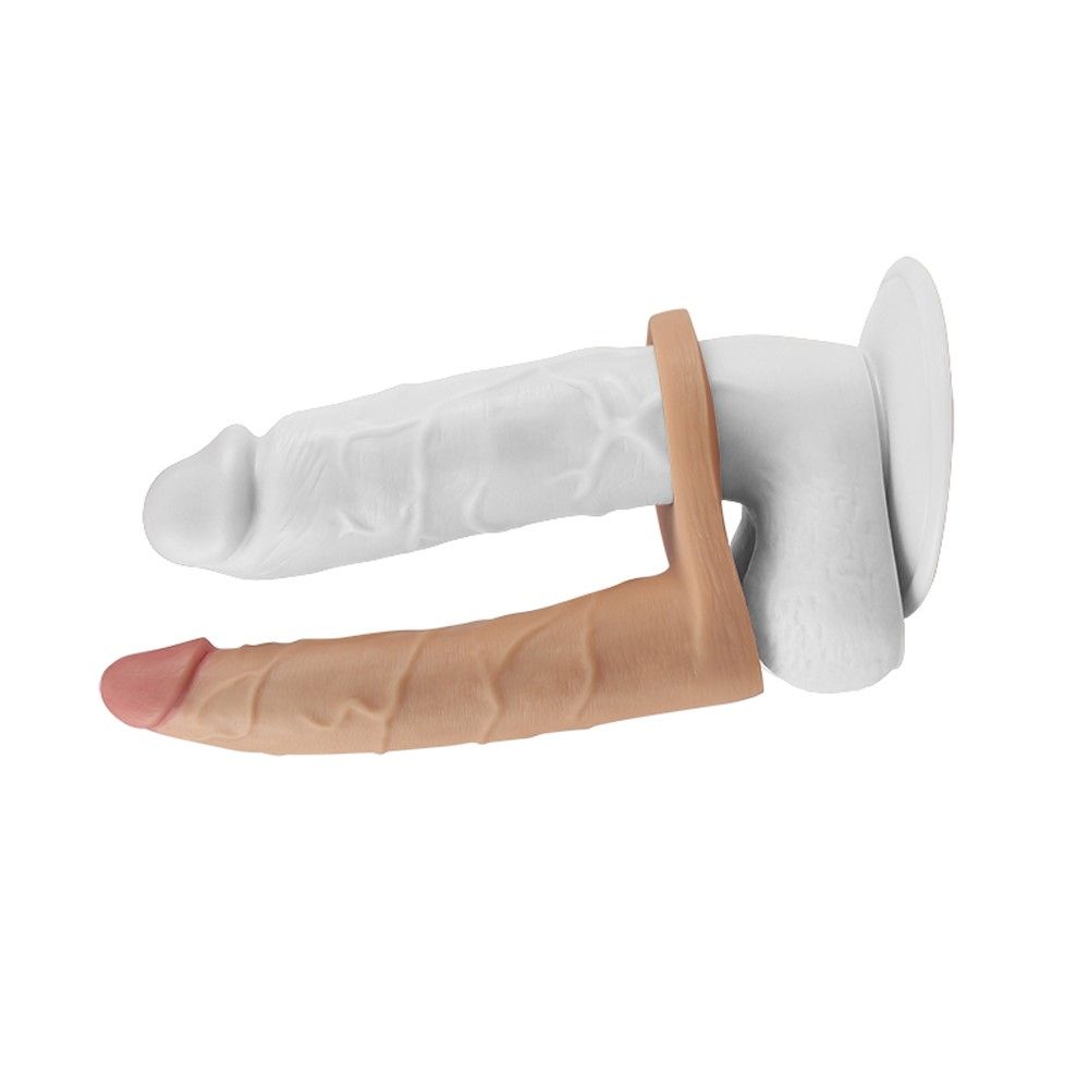 Насадка на пенис для двойного проникновения Lovetoy The Ultra Soft, 17 см (телесный)