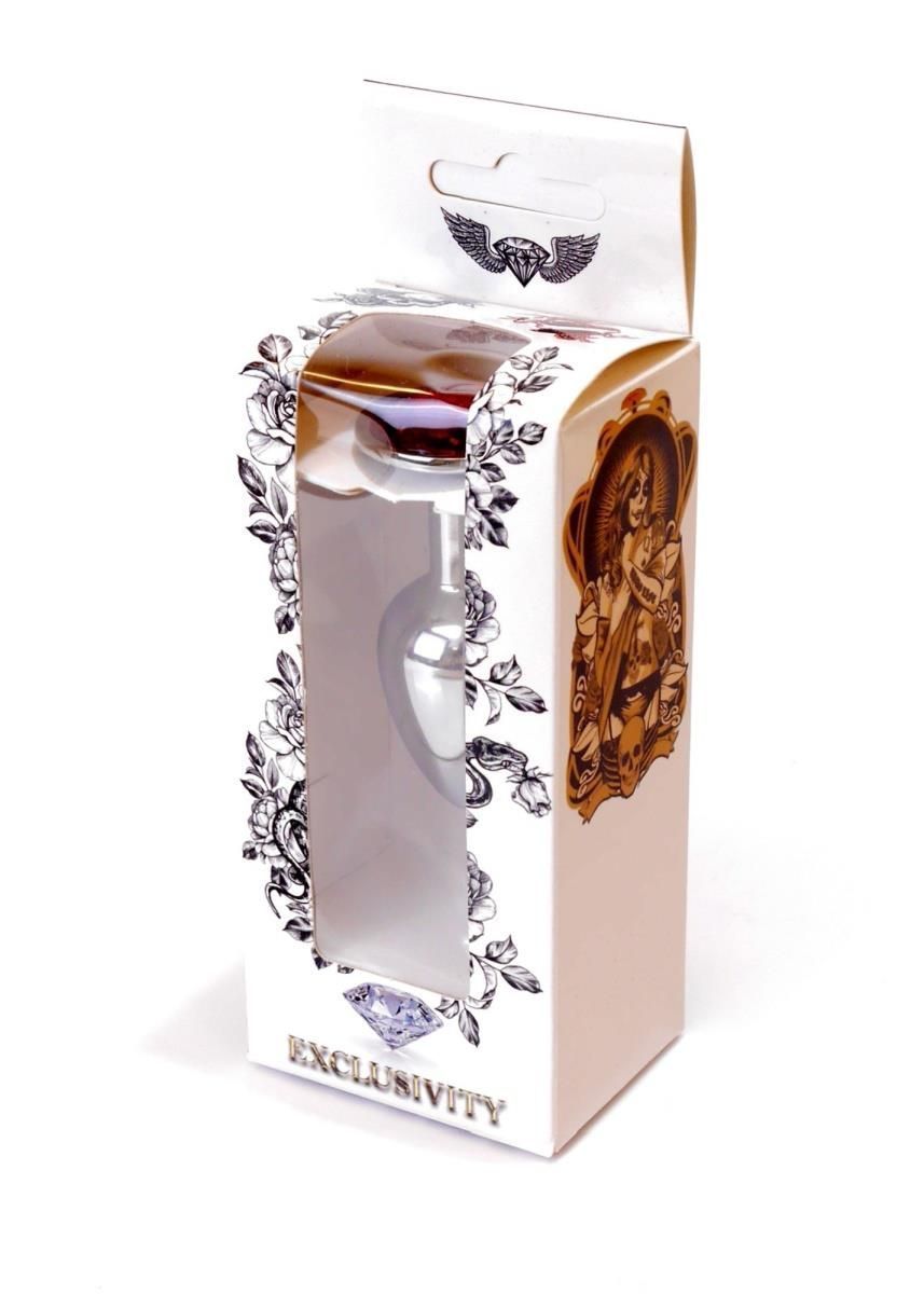 Металева анальна пробка з кристалом Boss Jewellery, 7 см (червоний)