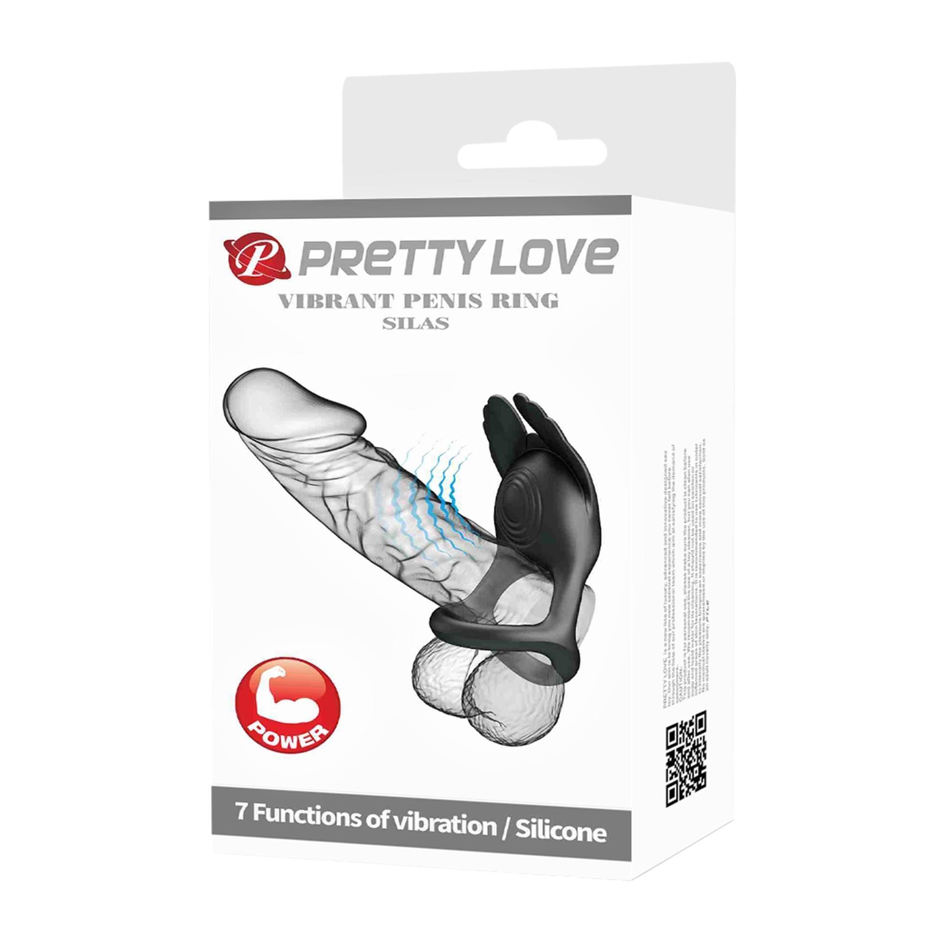 Виброкольцо Pretty Love Silas Vibrant Penis Ring, 9,5 см (черный)
