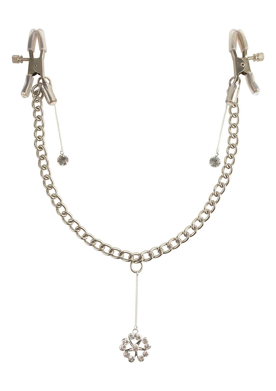 Зажимы для сосков с кулоном Fetish Fantasy Crystal Nipple Clamps (серебристый)