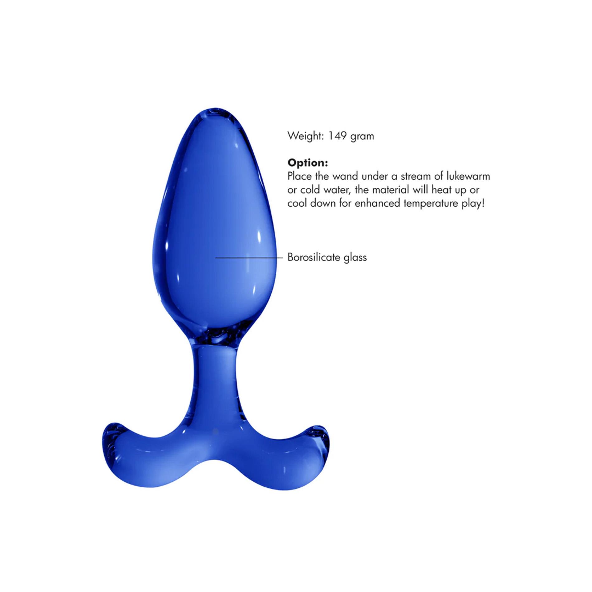 Korek analny Chrystalino Expert Glass Butt Plug, 11.5 cm (niebieski)