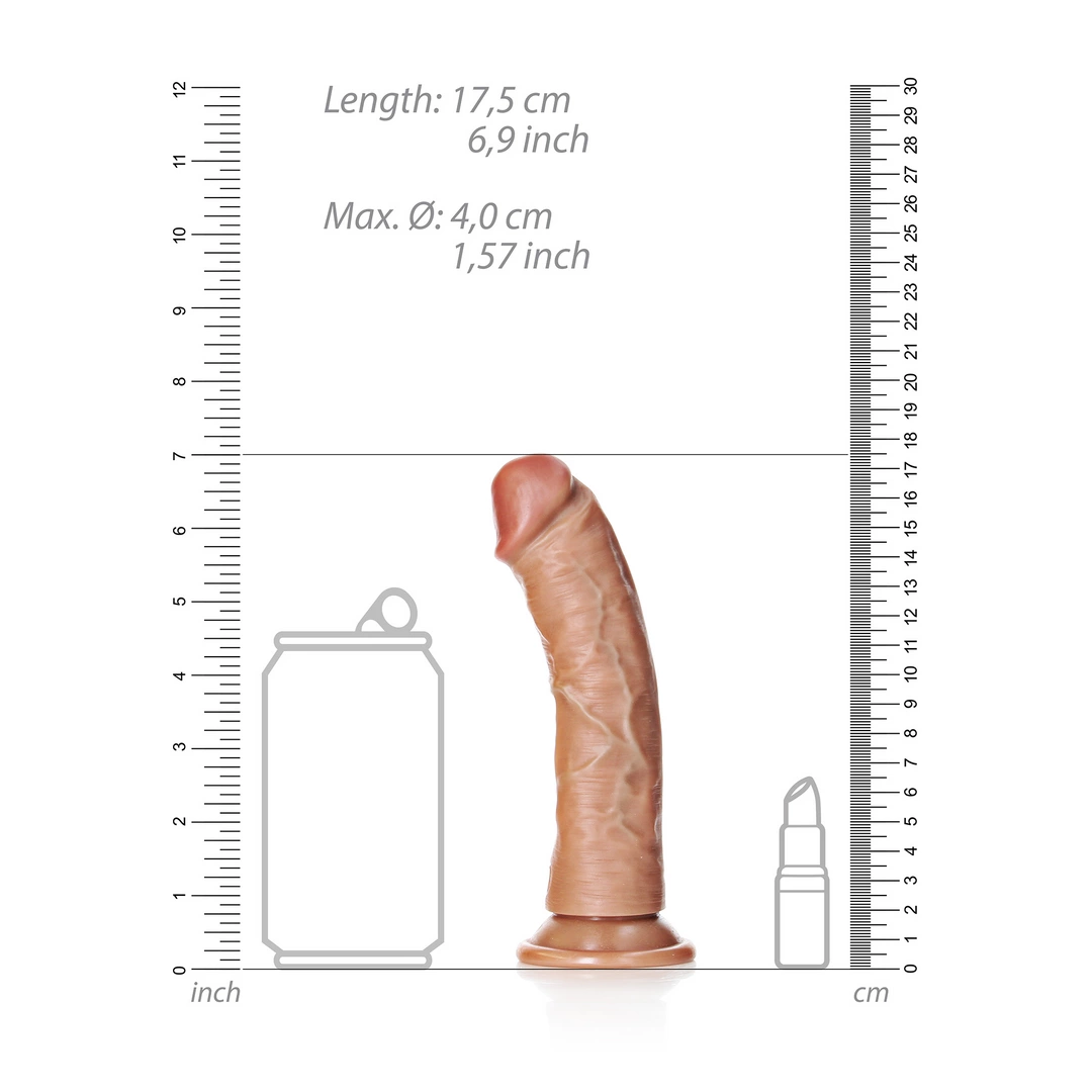Фаллоимитатор RealRock Curved Realistic Dildo 6", 17,5 см (коричневый)