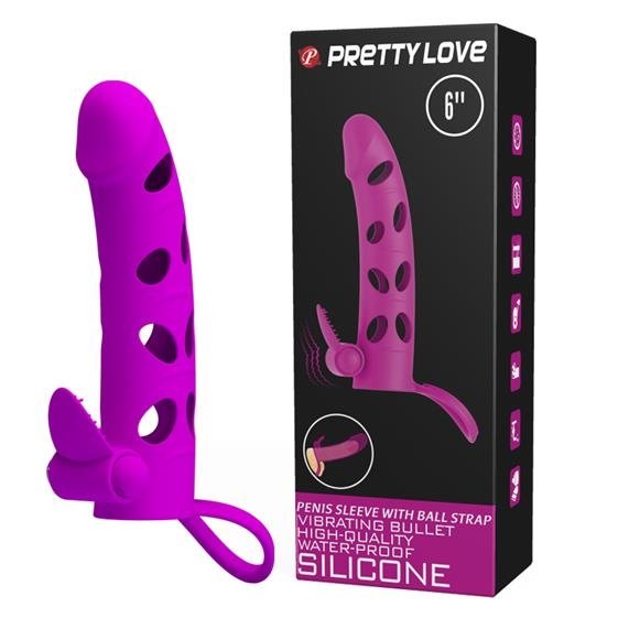 Насадка на пенис Pretty Love Vibrating Penis Sleeve, 15,2 см (розовый)
