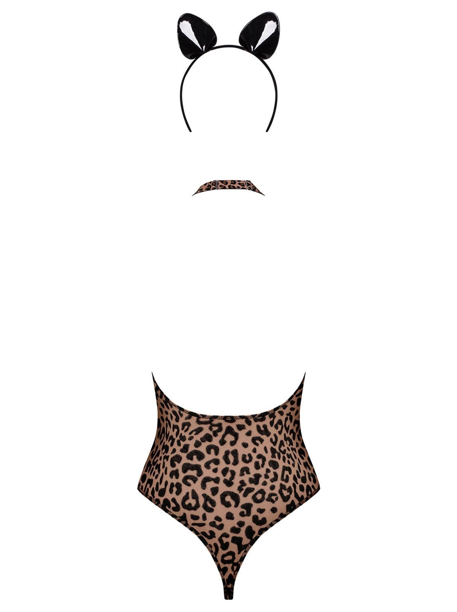 Сексуальный леопардовый боди Obsessive Leocatia teddy XXL