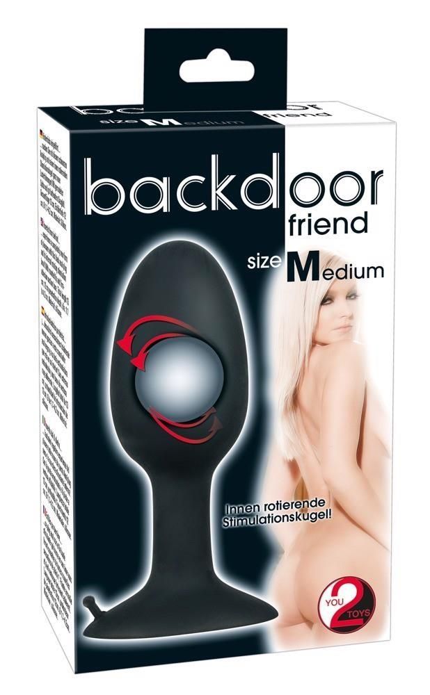 Korek analny Backdoor Friend Medium, 11 cm (czarny)