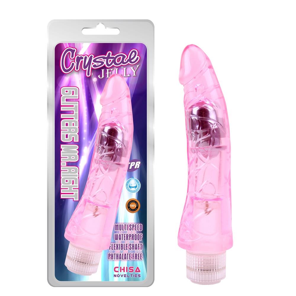 Вибратор Crystal Jelly Glitters Mr.Right, 22.5 см (розовый)