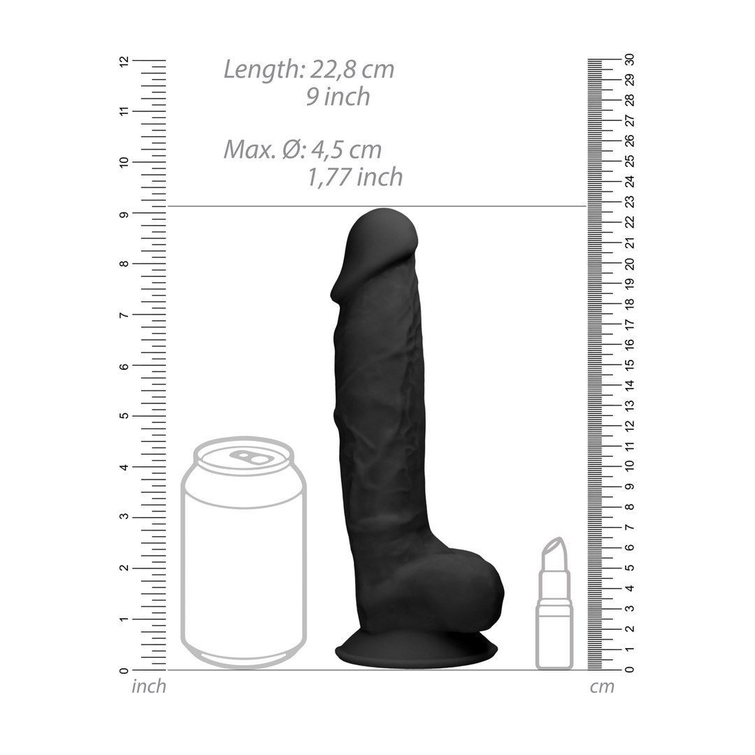 Dildo RealRock With Balls Ultra, 22.8 cm (czarny)