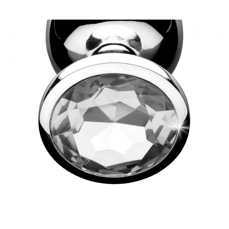 Korek analny Fantasy Silver Butt Plug Diamond L, 9 cm (biały)