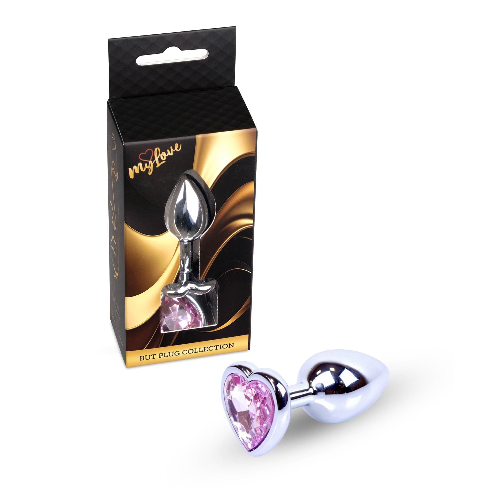 Korek analny MyLove Toys Jewellery Silver Heart Plug, 7 cm (jasnoróżowy)