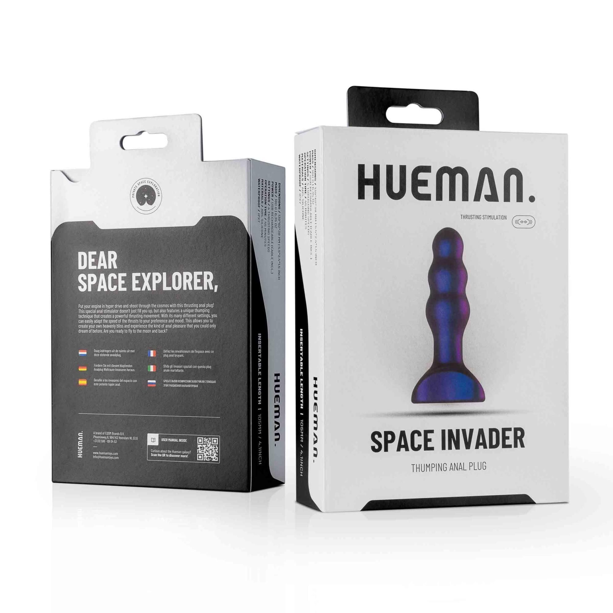 Korek analny Hueman Space Invader Thumping, 14 cm (fioletowy)
