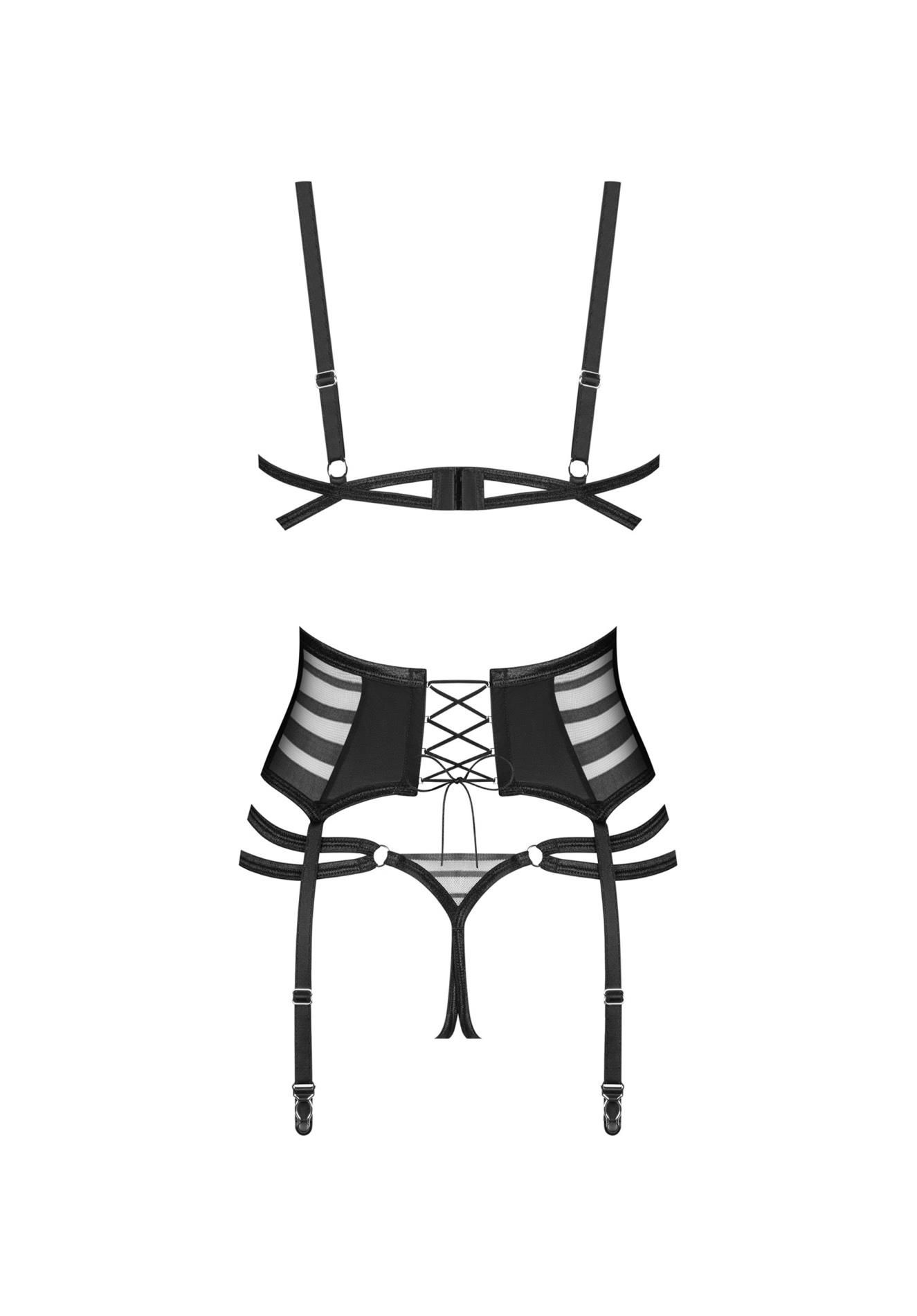 Комплект белья Obsessive Lune Bellis otwarty, XL/2XL (черный)