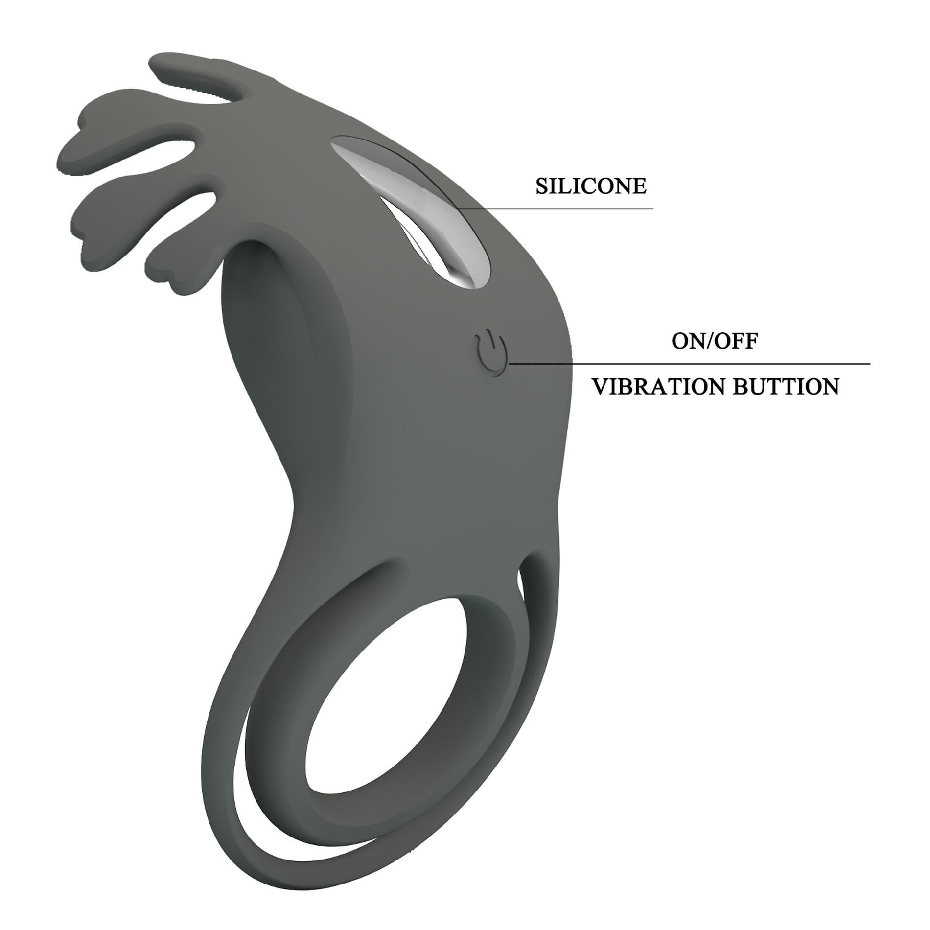 Эрекционное кольцо Pretty Love Vibrant Penis Ring Ruben, 8.5 см (серый)