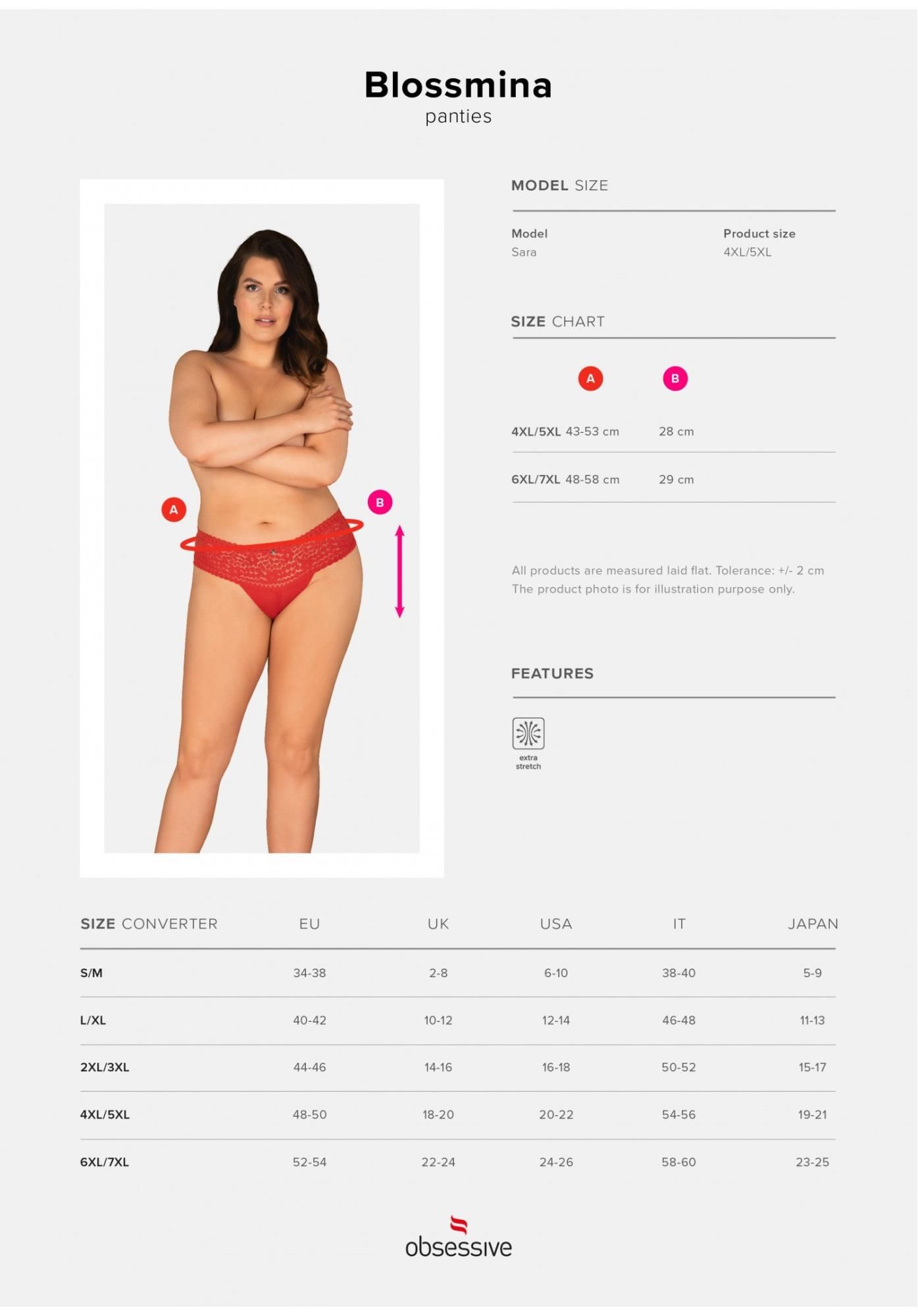 Трусики Obsessive Blossmina, 4XL/5XL (красный)