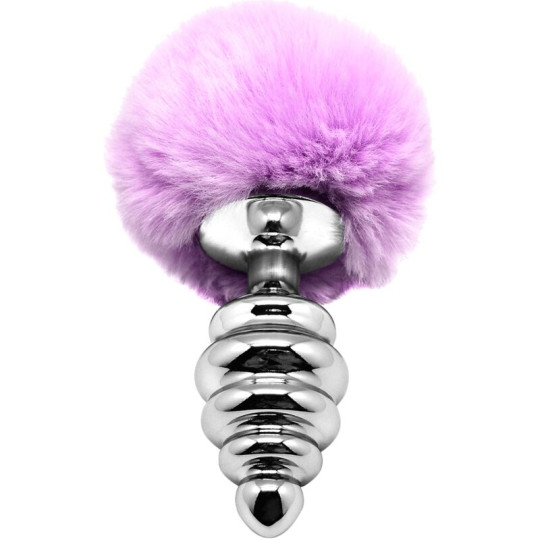 Анальна пробка Alive Metal Anal Fluffy Twist Plug S, 7 см (фіолетовий)
