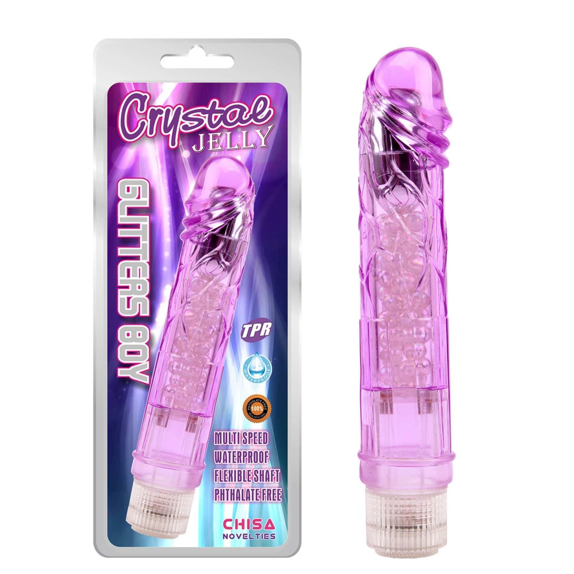 Вибратор Crystal Jelly Glitters Boy, 23.6 см (фиолетовый)