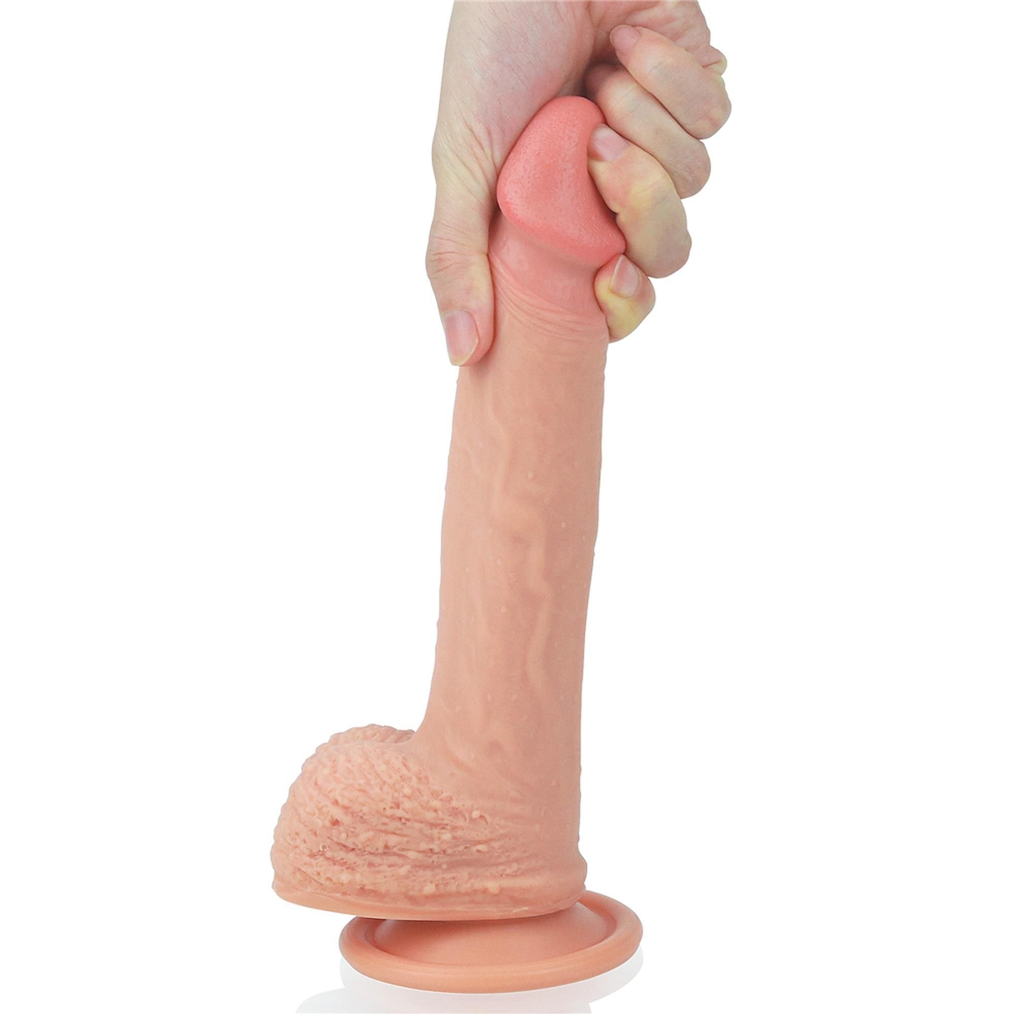 Реалистичный дилдо на присоске LoveToy Dual-Layered, 22 см (телесный)
