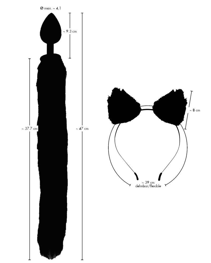 Набор Bad Kitty Pet Play Plug & Ears, 2 шт (черный)