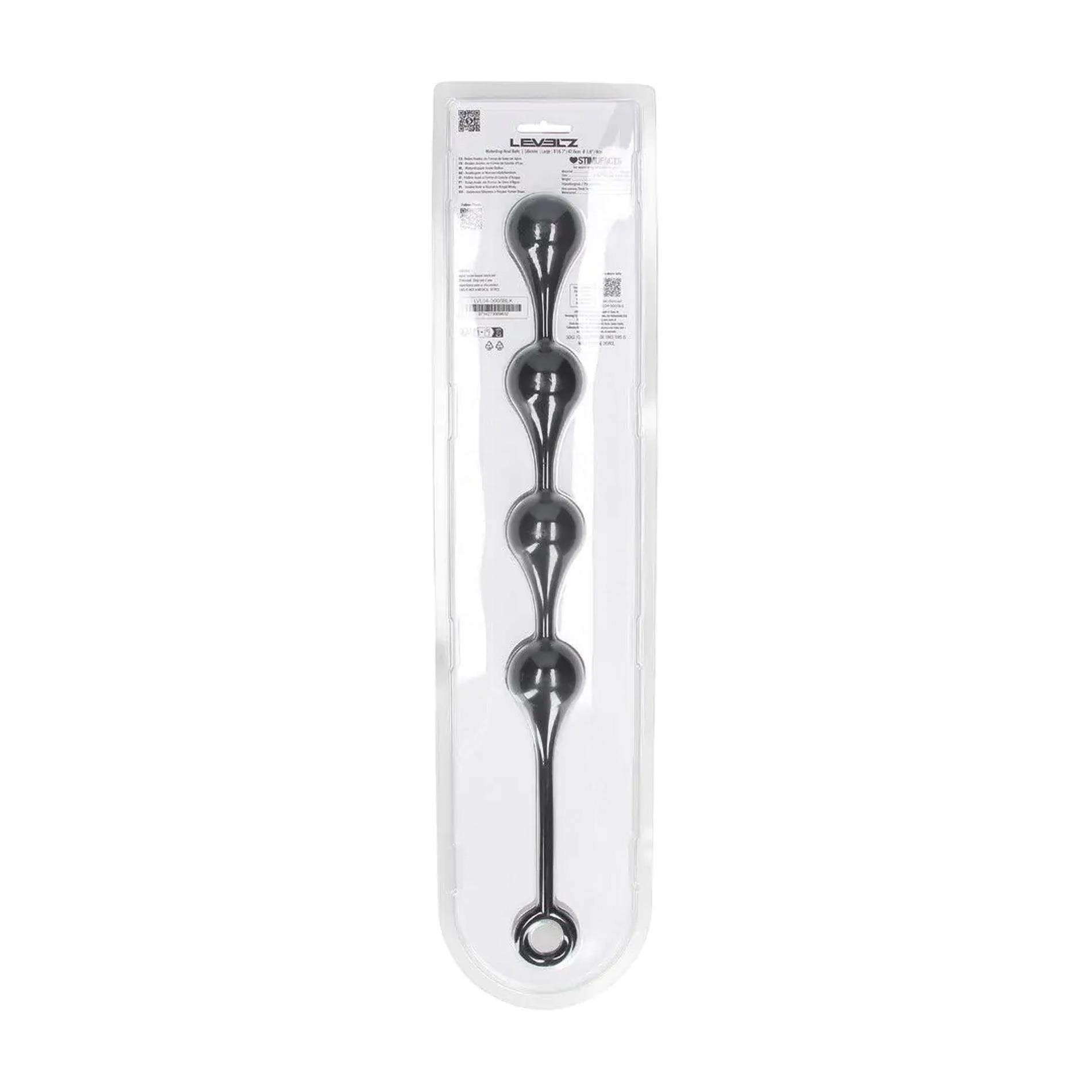 Анальные шарики Levelz by Shots Waterdrop Silicone Anal Balls L, 39.5 см (черный)
