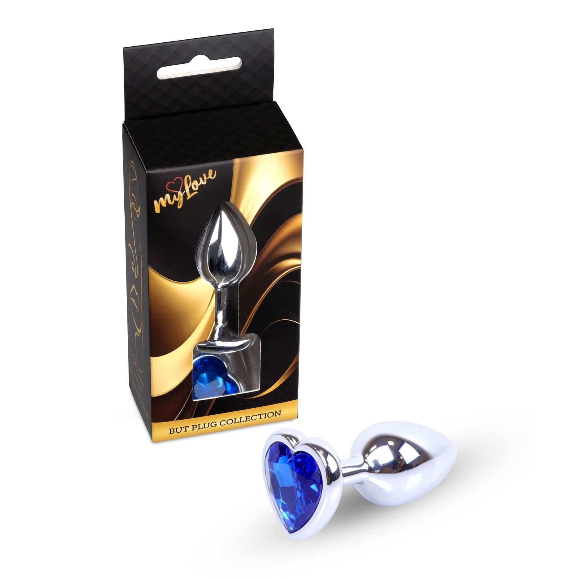 Анальна пробка MyLove Toys Jewellery Silver Heart Plug, 7 см (синій)