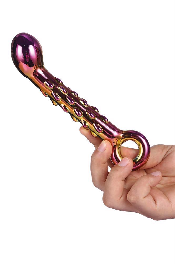 Фаллоимитатор Glamour Glass Ribbed G-Spot, 18 см (мульти)