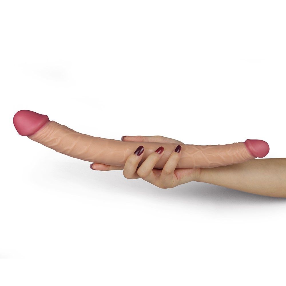 Двухсторонний фаллоимитатор LoveToy King Size Ladykiller, 36,5 см (телесный)