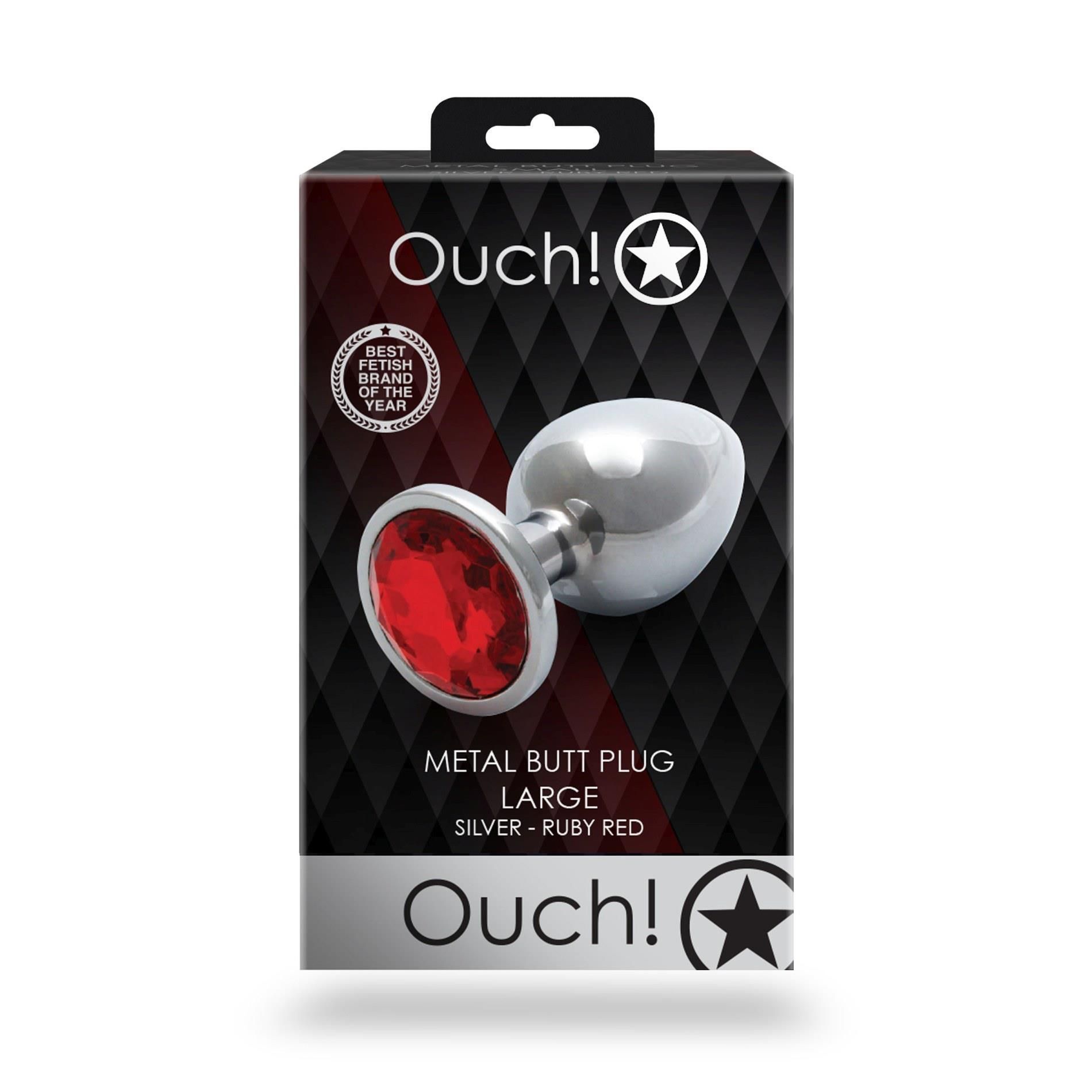 Korek analny Ouch! Round Gem L, 8.1 cm (czerwony)