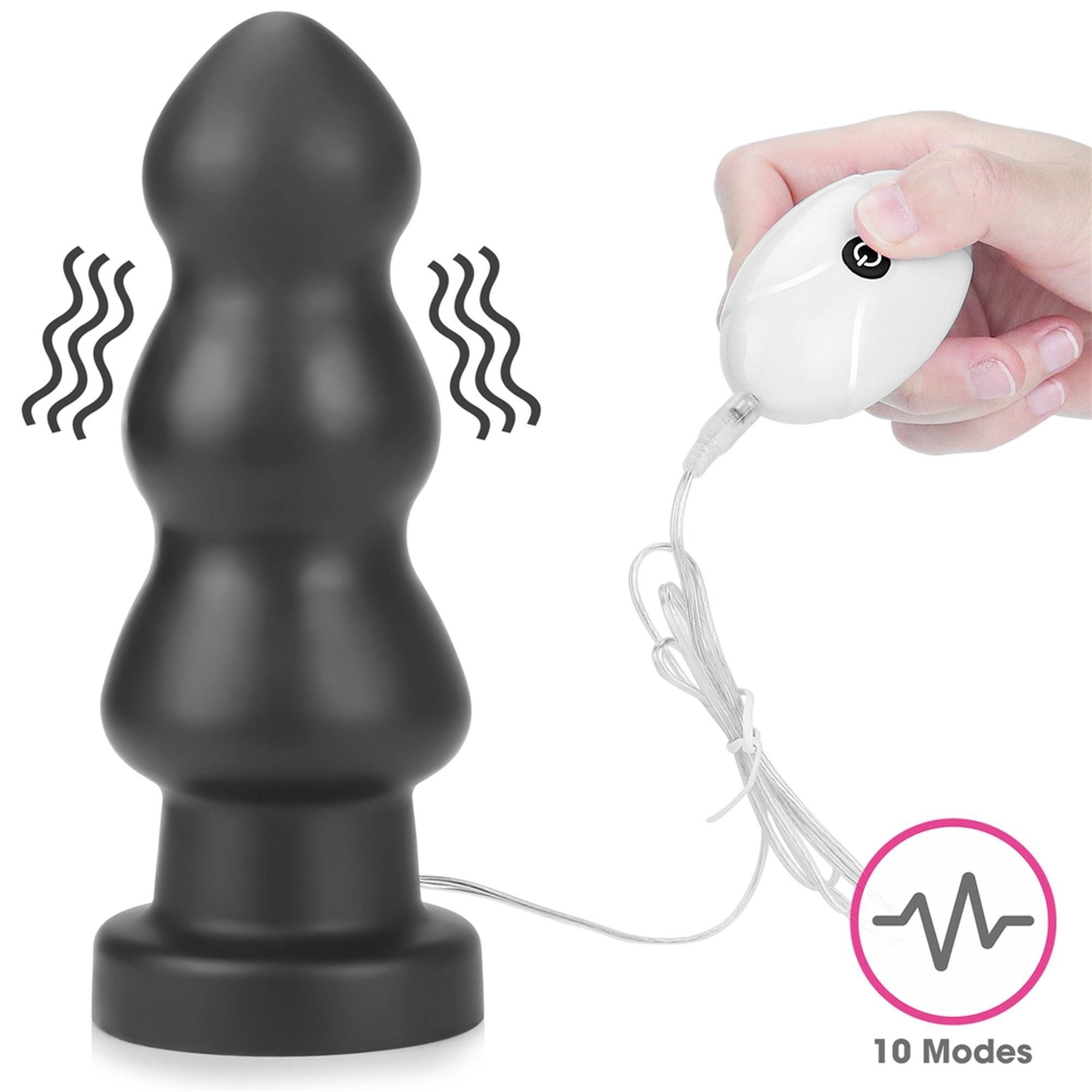 Korek analny LoveToy King Sized Vibrating Anal Rigger, 20 cm (czarny)