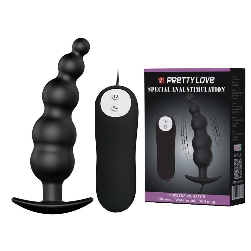 Анальна пробка з вібрацією Pretty Love Special Anal Stimulation, 11,8 см (чорний)
