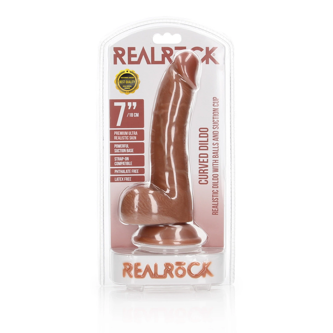 Фаллоимитатор RealRock Curved Realistic Balls 7”, 18 см (бежевый)