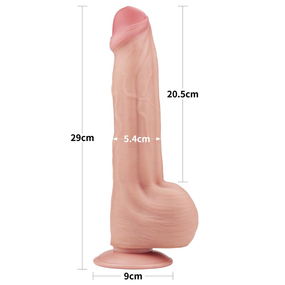 Фалоімітатор LoveToy Sliding-Skin Dual Layer Dong, 29 см (тілесний)