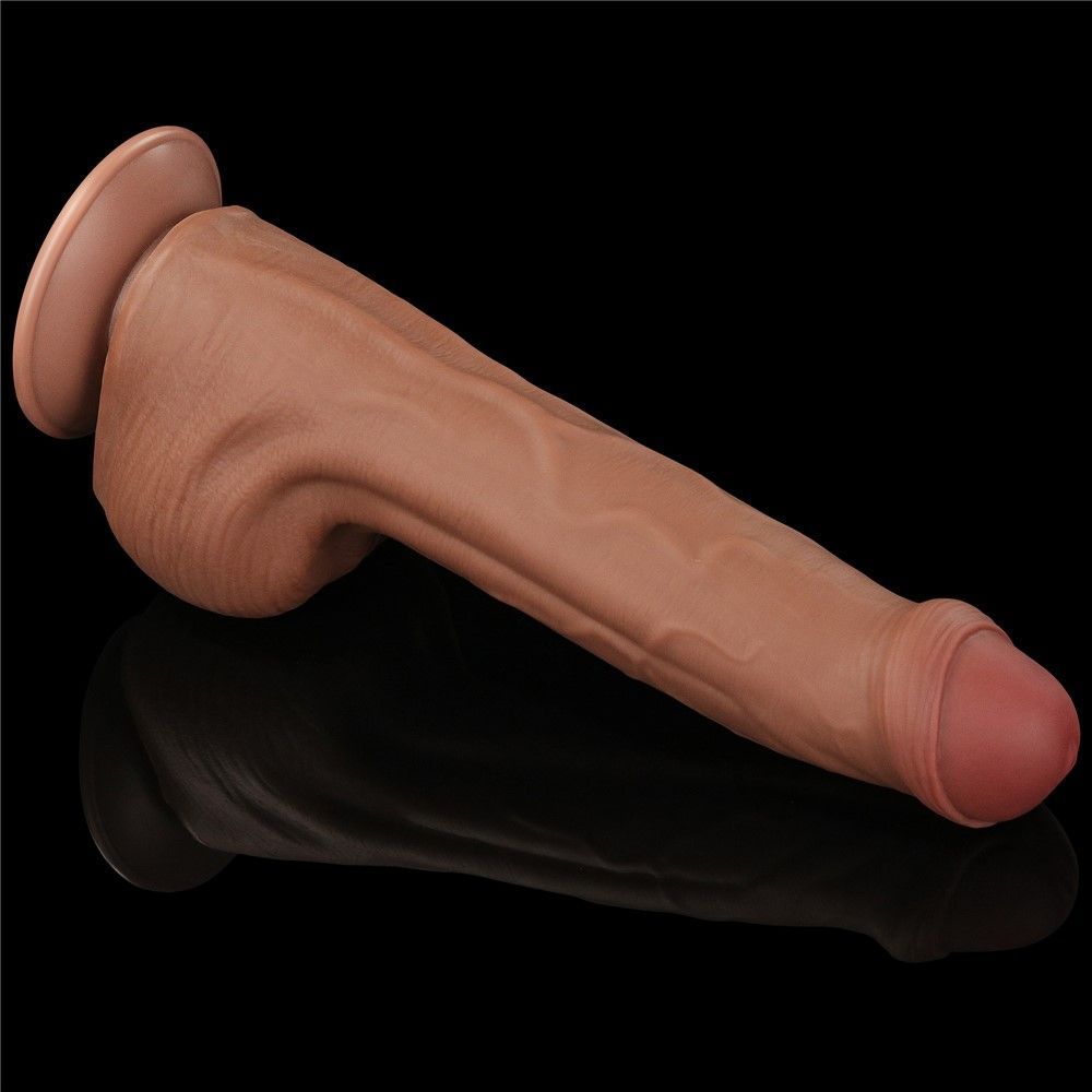 Dildo LoveToy Sliding-Skin Dual Layer Dong, 29 cm (brązowy)
